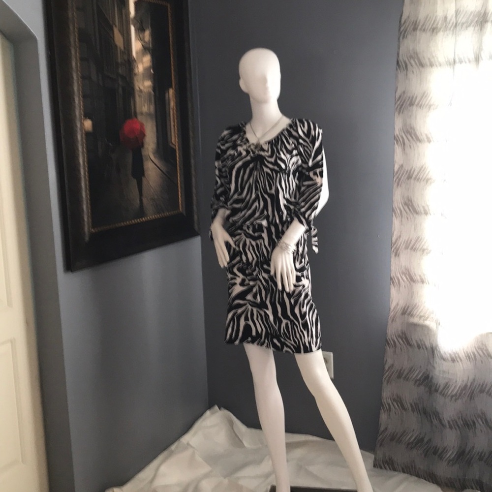 ⚡️MiNi  3/4 👀 Peep Hole Sleeve Animal Print Dress